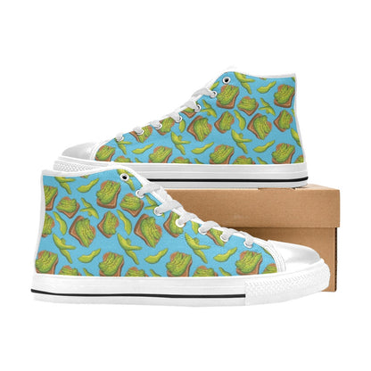Sandwich Avocado Print Design LKS306 High Top Women's White Shoes