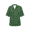 Peacock Feather Green Design Print Women's Hawaiian Shirt