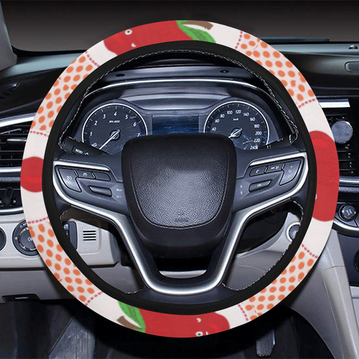 Apple Pattern Print Design AP08 Steering Wheel Cover with Elastic Edge