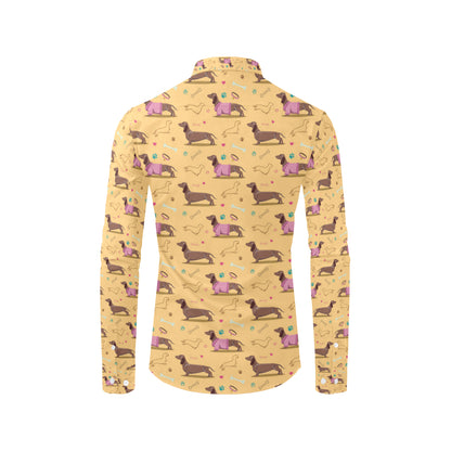 Dachshund Pattern Print Design 07 Men's Long Sleeve Shirt