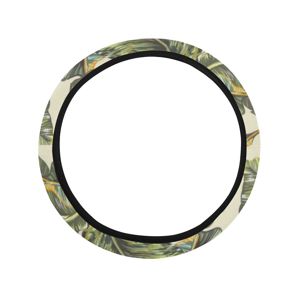 Banana Leaf Pattern Print Design BL08 Steering Wheel Cover with Elastic Edge