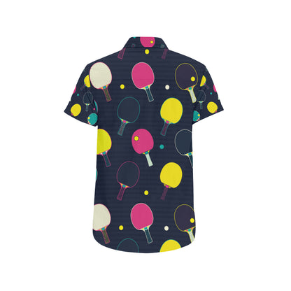 Ping Pong Pattern Print Design A04 Men's Short Sleeve Button Up Shirt