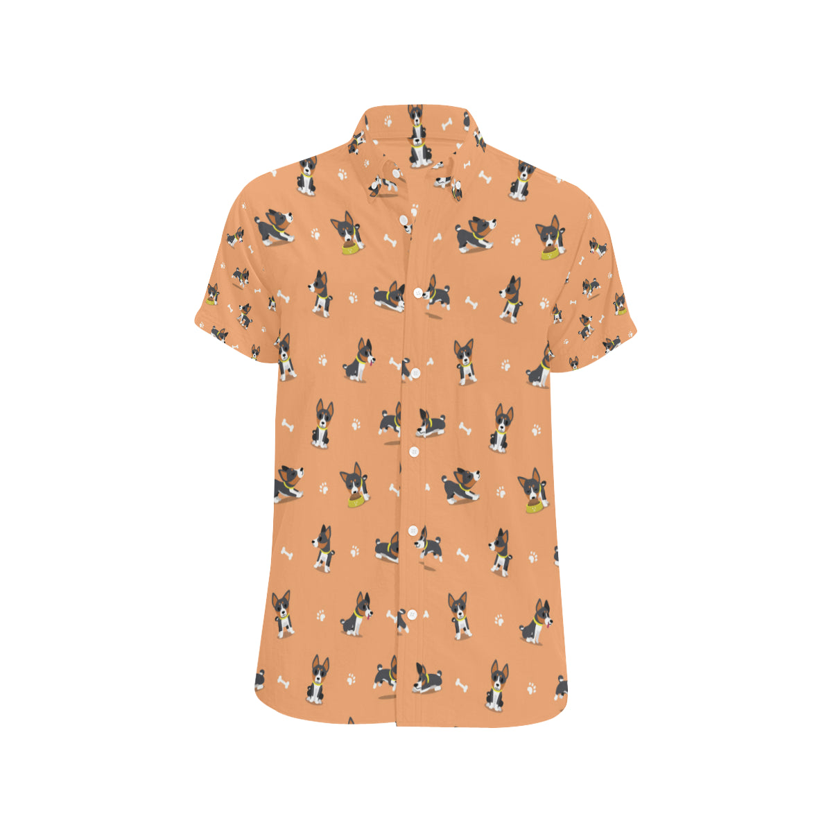 Basenji Pattern Print Design 01 Men's Short Sleeve Button Up Shirt