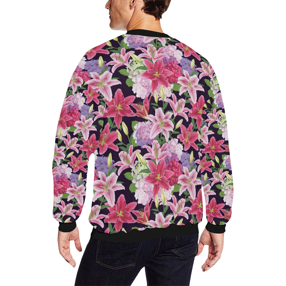 Lily Pattern Print Design LY017 Men Long Sleeve Sweatshirt