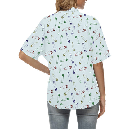 Safety Pin Print Design LKS303 Women's Hawaiian Shirt