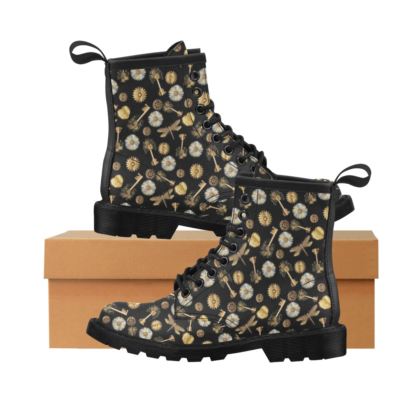 Steampunk Dragonfly Design Themed Print Women's Boots