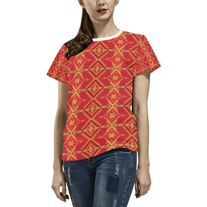 Southwest Pattern Print Design LKS305 Women's  T-shirt