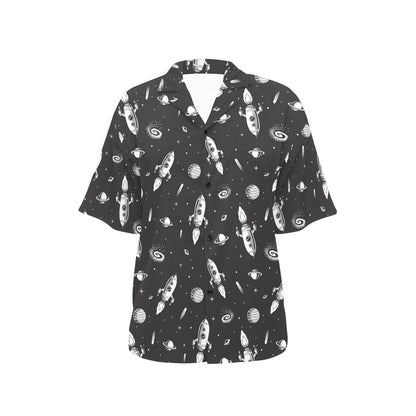 Space Rocket Print Design LKS303 Women's Hawaiian Shirt
