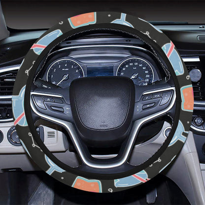 Chemical Pattern Print Design 06 Steering Wheel Cover with Elastic Edge