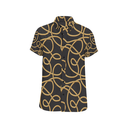 Rope Pattern Print Design A04 Men's Short Sleeve Button Up Shirt