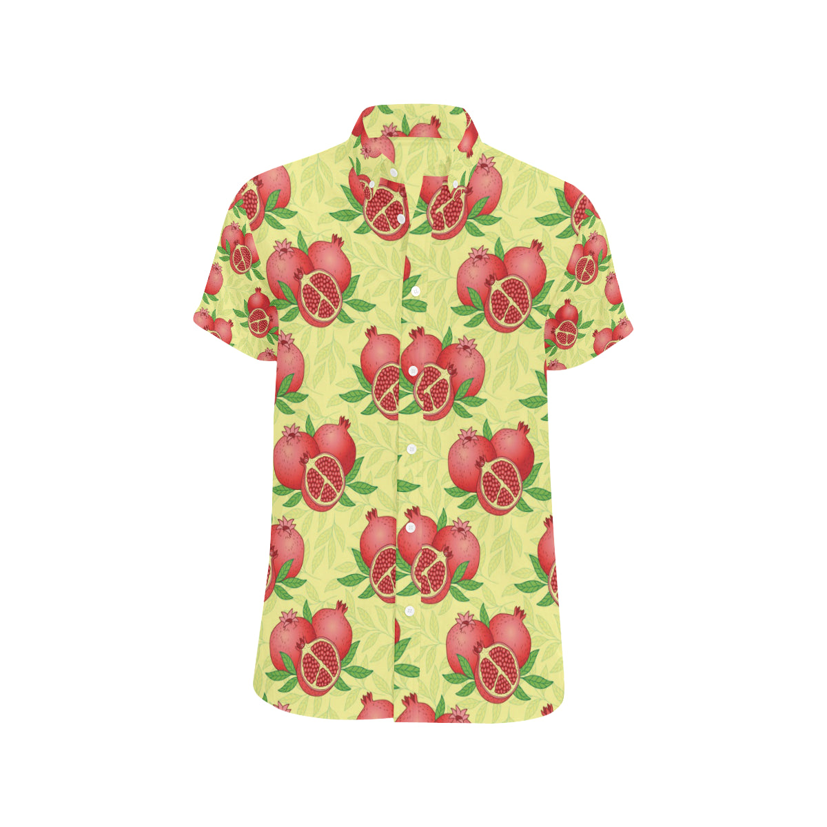 Pomegranate Pattern Print Design PG07 Men's Short Sleeve Button Up Shirt