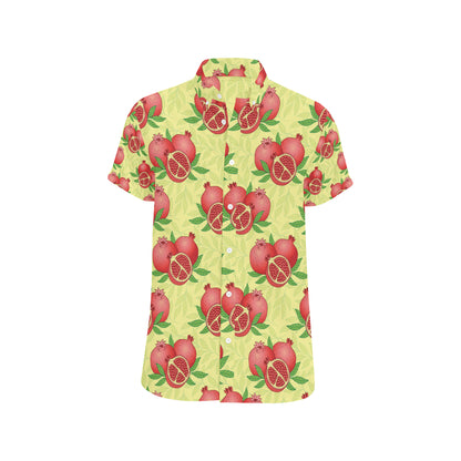 Pomegranate Pattern Print Design PG07 Men's Short Sleeve Button Up Shirt