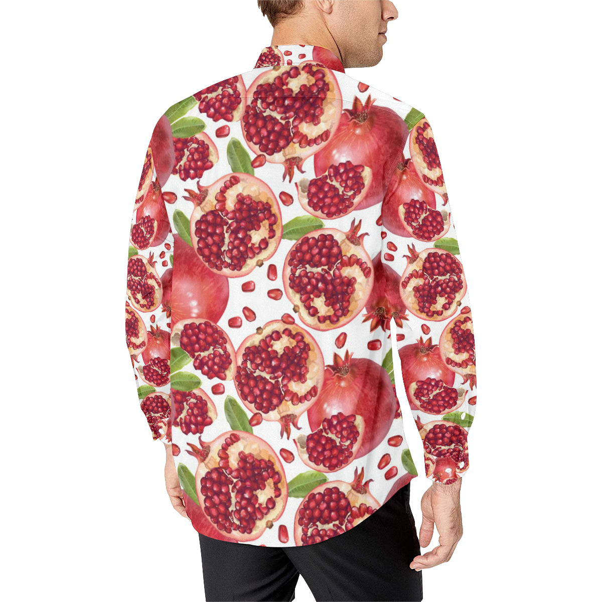 Pomegranate Pattern Print Design PG03 Men's Long Sleeve Shirt