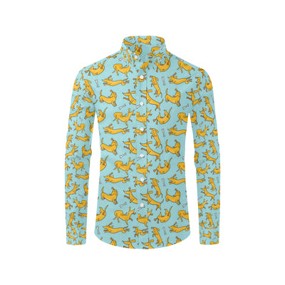 Dachshund Pattern Print Design 08 Men's Long Sleeve Shirt