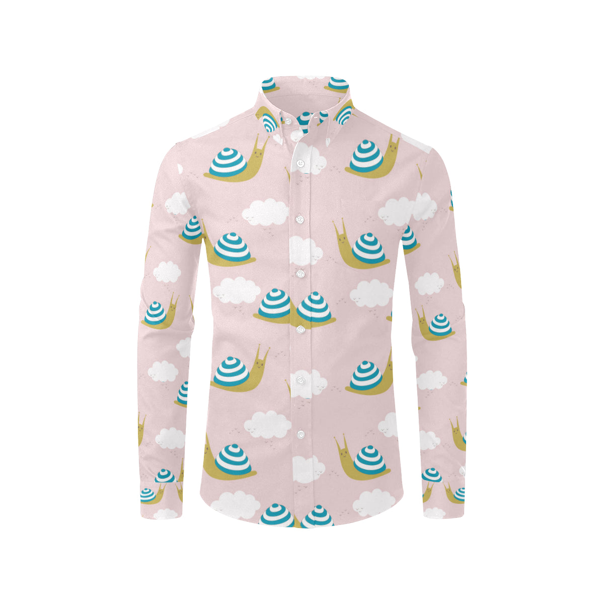 Snail Pattern Print Design 02 Men's Long Sleeve Shirt