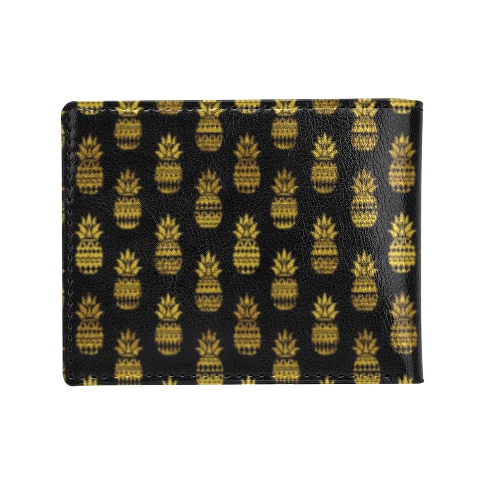 Pineapple Gold Tribal Style Print Men's ID Card Wallet