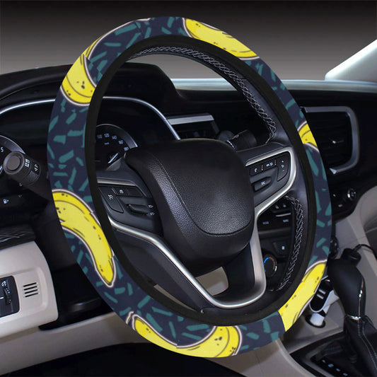 Banana Pattern Print Design BA09 Steering Wheel Cover with Elastic Edge