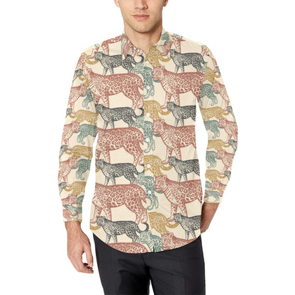 Jaguar Pattern Print Design 01 Men's Long Sleeve Shirt