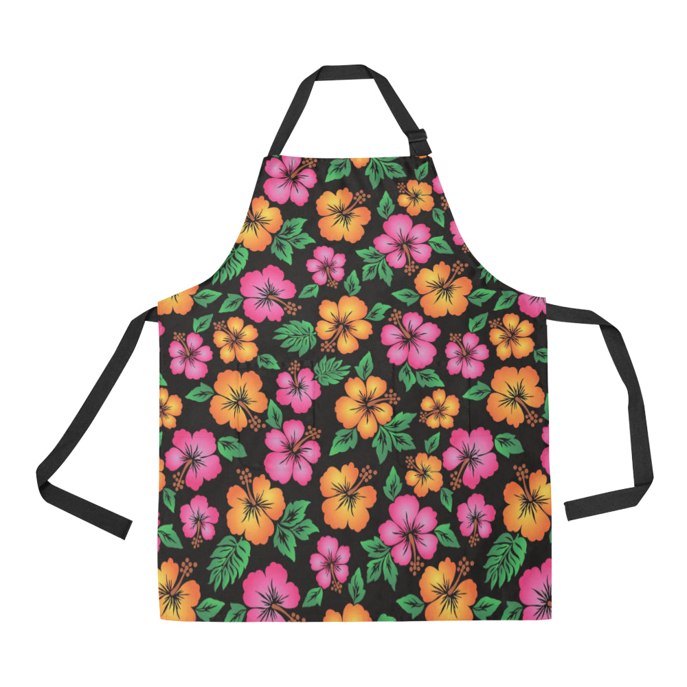 Hibiscus Pattern Print Design HB029 Apron with Pocket