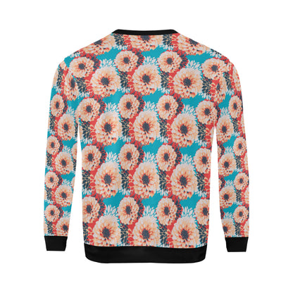 Dahlia Pattern Print Design DH05 Men Long Sleeve Sweatshirt