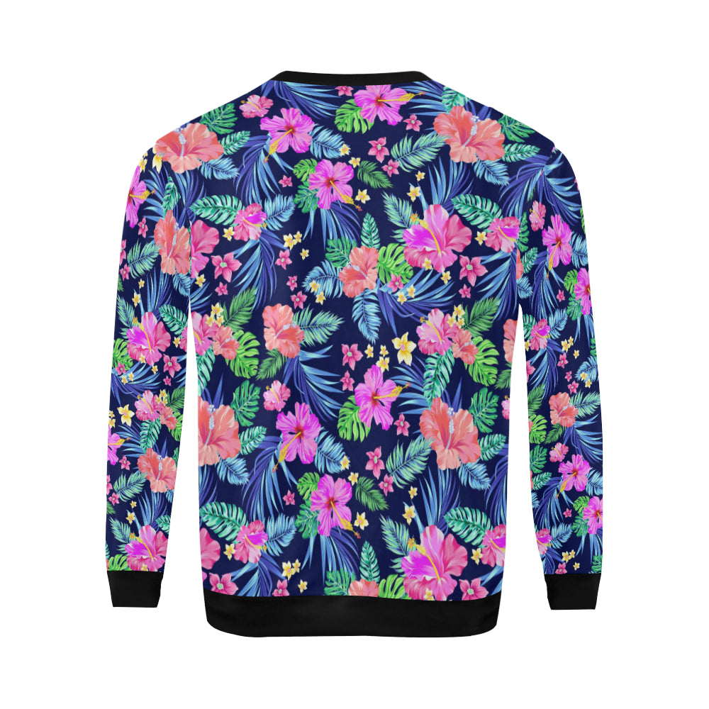 Neon Hibiscus Pattern Print Design HB016 Men Long Sleeve Sweatshirt