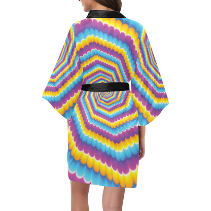 Optical illusion Pattern Print Design A04 Women's Short Kimono