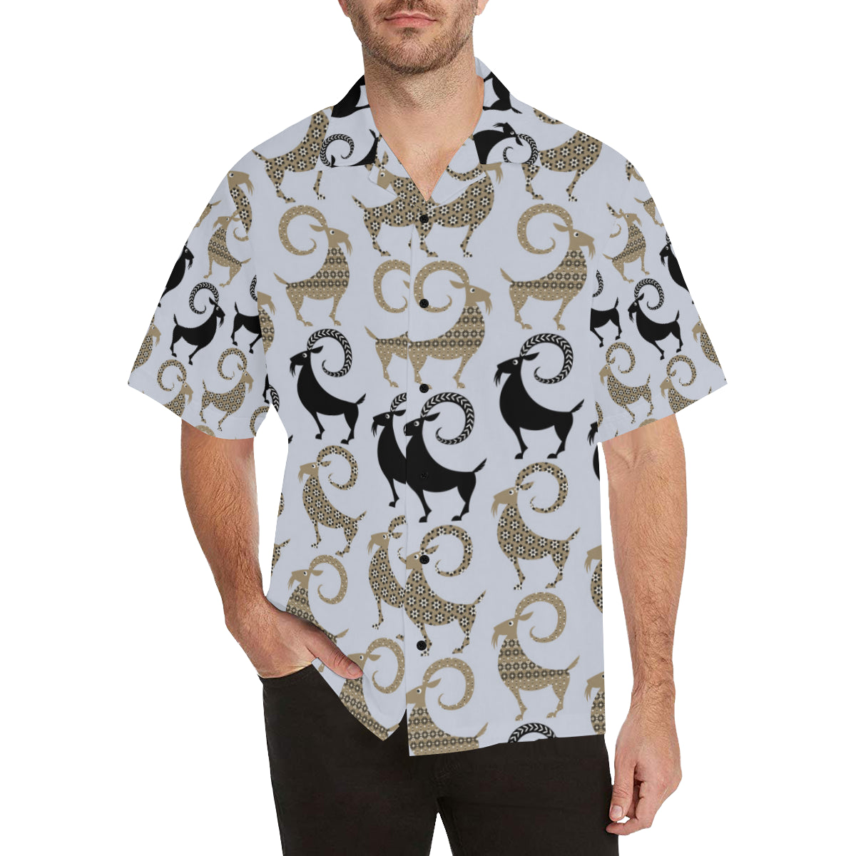 Goat Pattern Print Design 03 Men's Hawaiian Shirt