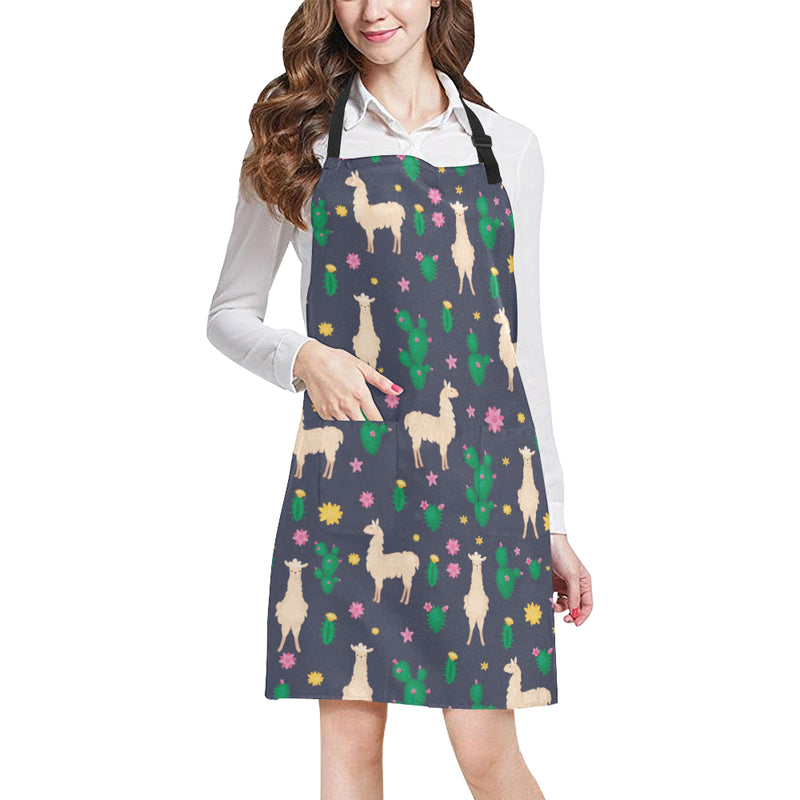 Llama Cactus Pattern Print Design 012 Apron with Pocket