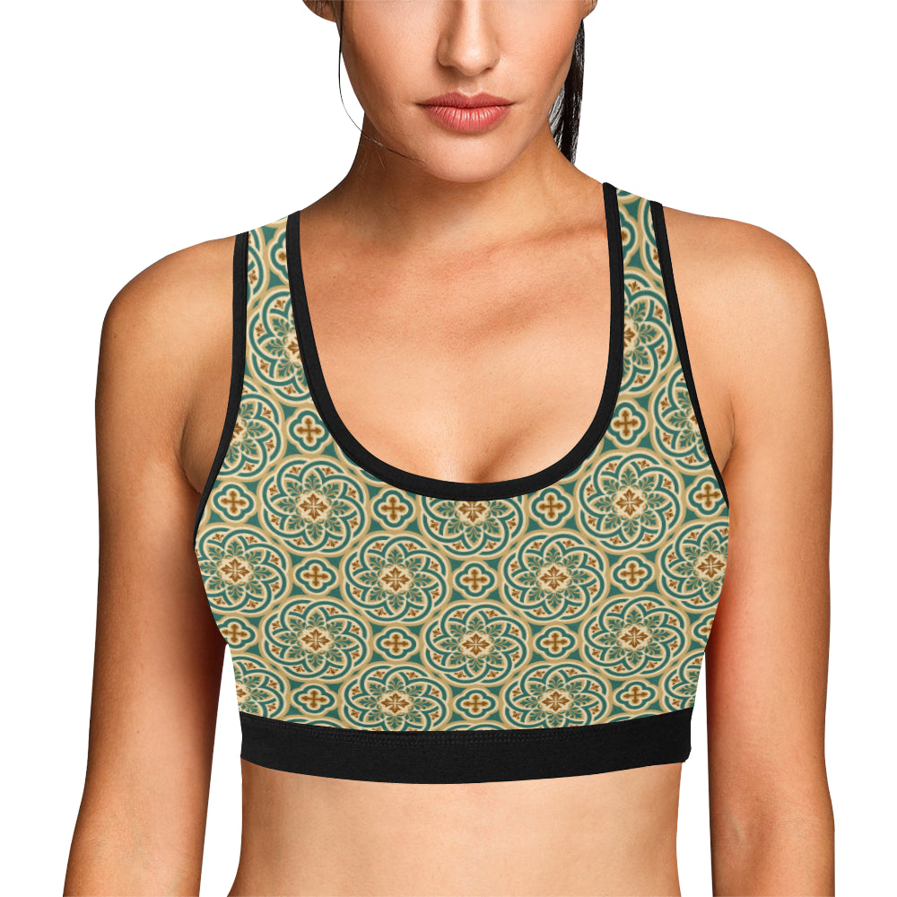 Cross Pattern Print Design 01 Sports Bra