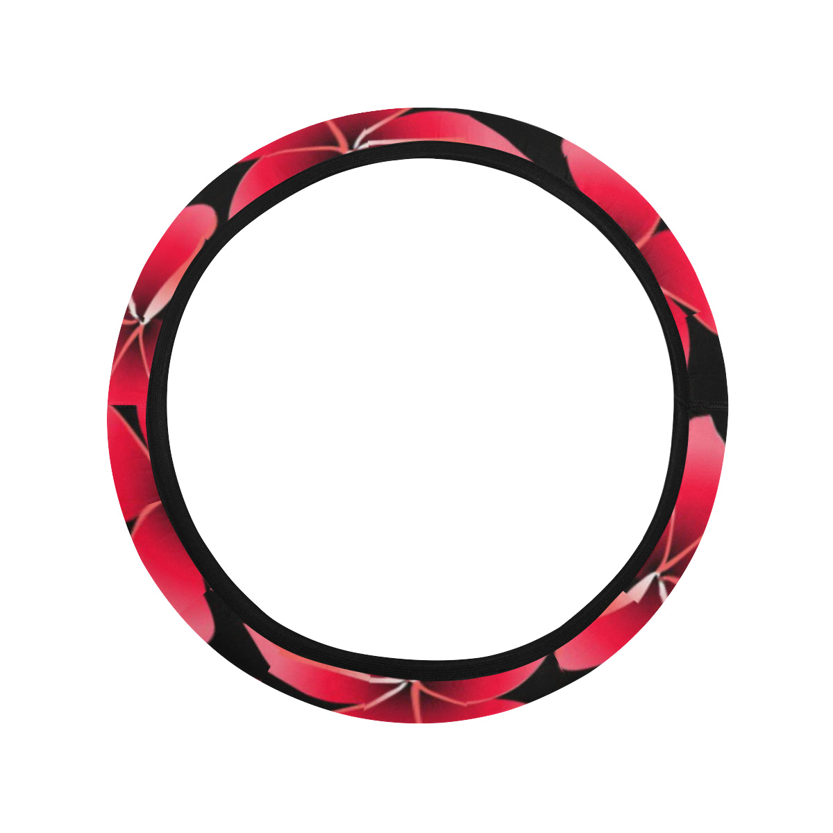 Red Plumeria Pattern Print Design PM025 Steering Wheel Cover with Elastic Edge