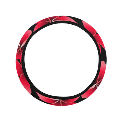 Red Plumeria Pattern Print Design PM025 Steering Wheel Cover with Elastic Edge