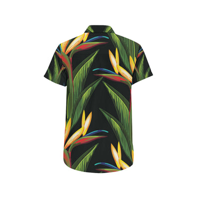 Bird Of Paradise Pattern Print Design BOP012 Men's Short Sleeve Button Up Shirt