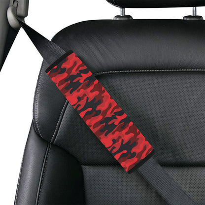 Camo Red Pattern Print Design 03 Car Seat Belt Cover