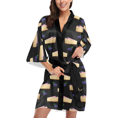 Cheesecake blueberry Pattern Print Design CK01 Women's Short Kimono