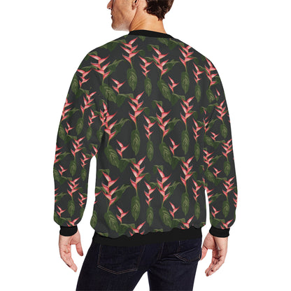 Heliconia Pattern Print Design HL07 Men Long Sleeve Sweatshirt