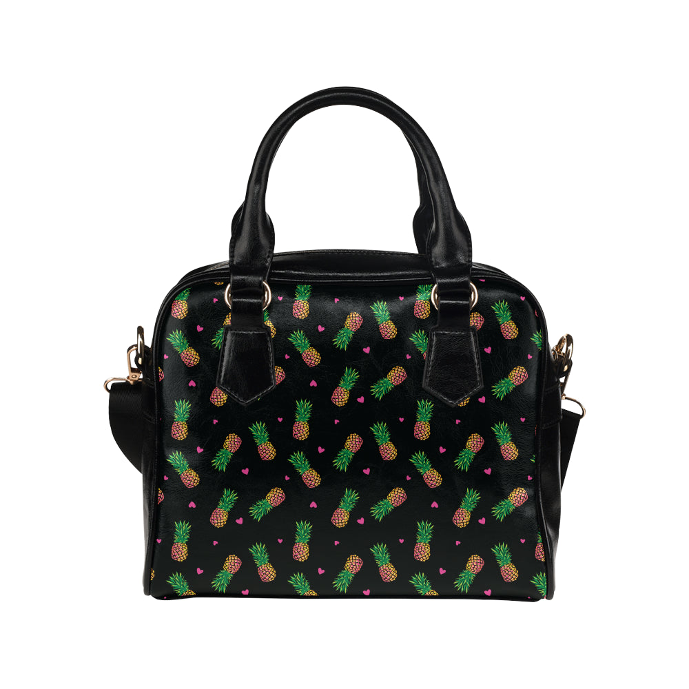 Neon Pineapple Pattern Print Design A04 Shoulder Handbag