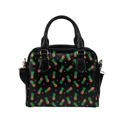 Neon Pineapple Pattern Print Design A04 Shoulder Handbag