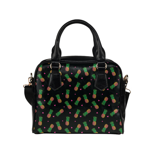 Neon Pineapple Pattern Print Design A04 Shoulder Handbag