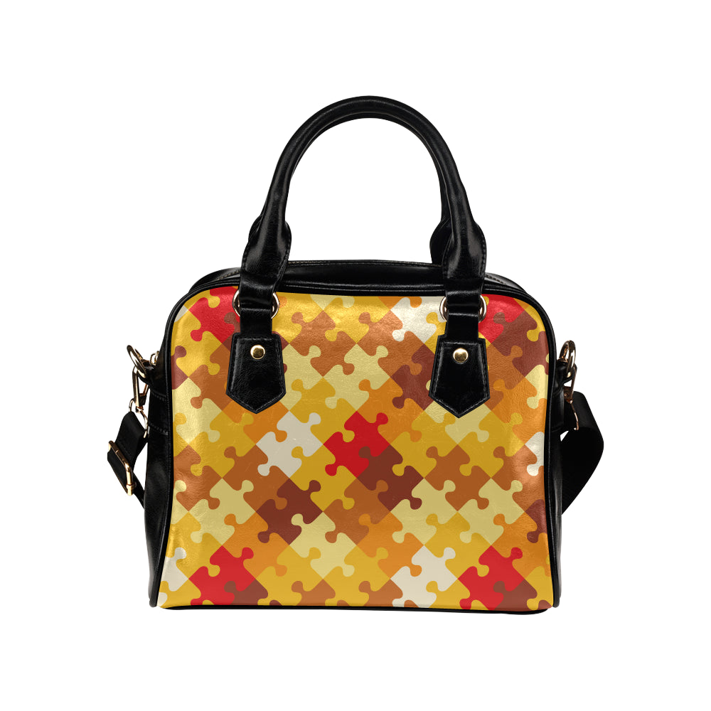 Puzzle Pattern Print Design A01 Shoulder Handbag