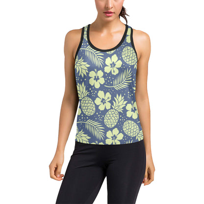 Pineapple Pattern Print Design PP07 Women's Racerback Tank Top