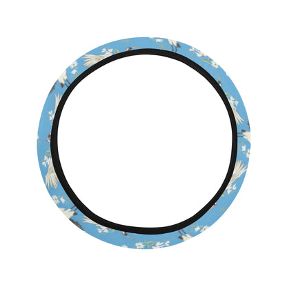 Crane Pattern Print Design 03 Steering Wheel Cover with Elastic Edge