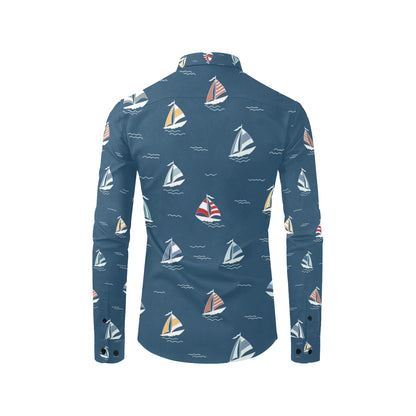 Sailing Ships Pattern Print Design A02 Men's Long Sleeve Shirt