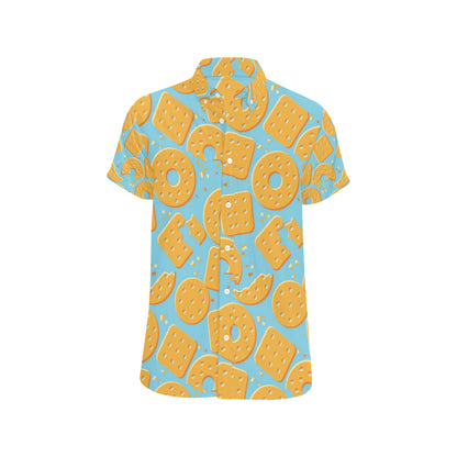 Cracker Pattern Print Design 02 Men's Short Sleeve Button Up Shirt