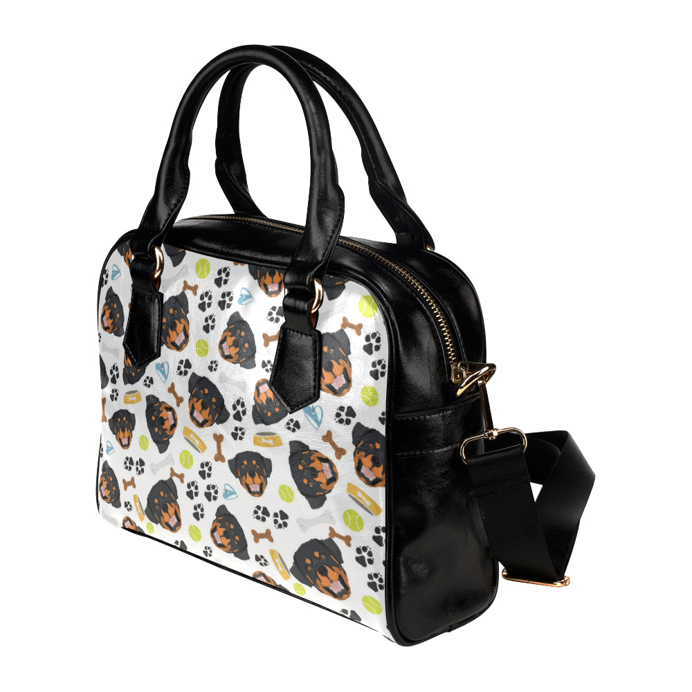Rottweiler Pattern Print Design A04 Shoulder Handbag