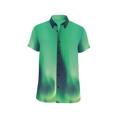 Aurora Borealis Pattern Print Design 04 Men's Short Sleeve Button Up Shirt