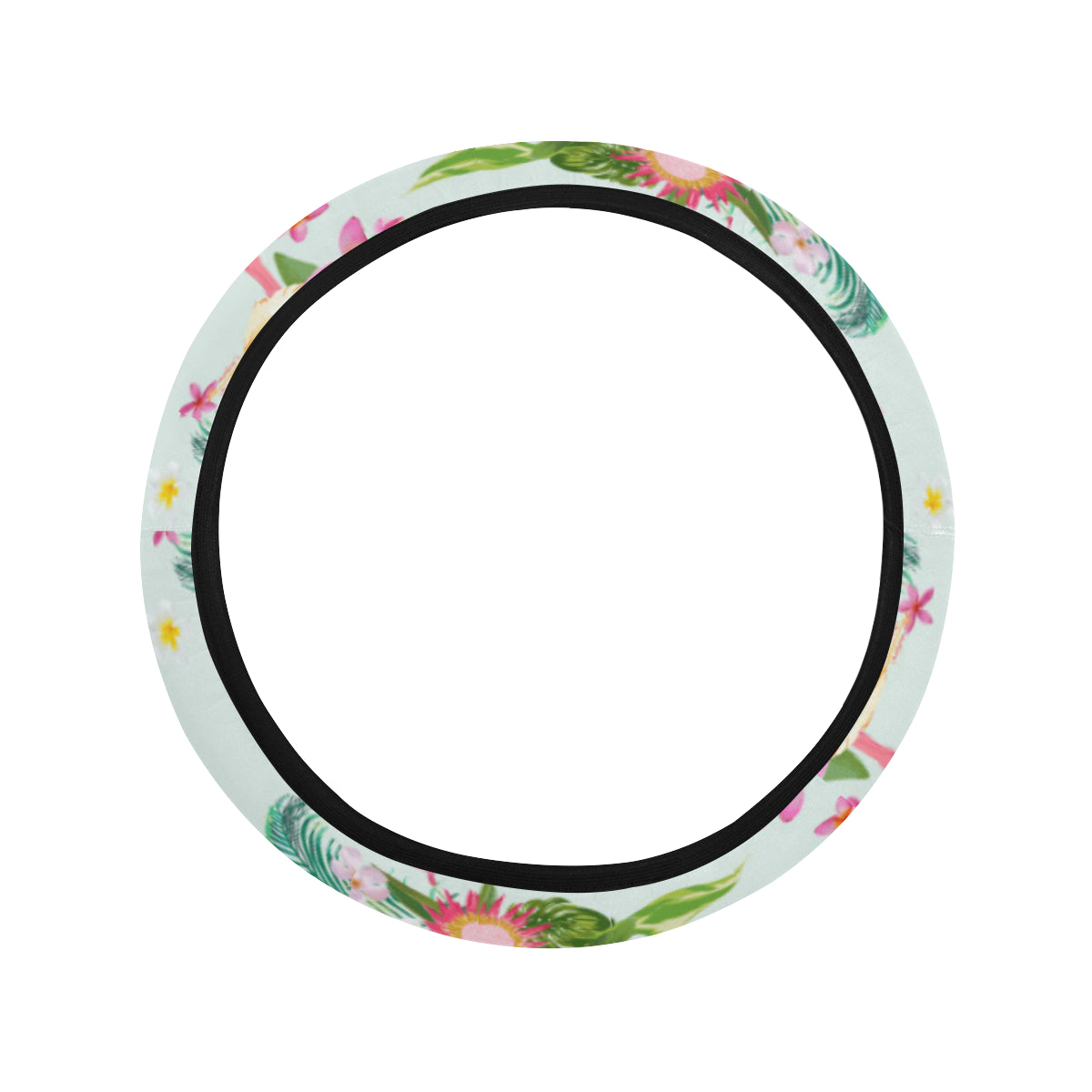 Flamingo Sweet Pattern Steering Wheel Cover with Elastic Edge