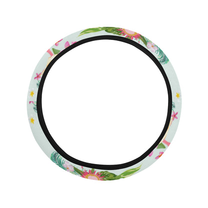 Flamingo Sweet Pattern Steering Wheel Cover with Elastic Edge