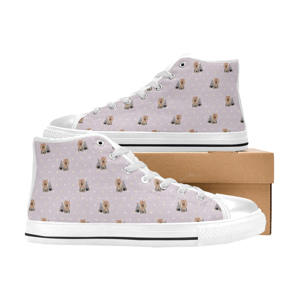 Yorkshire Terriers Print Design LKS302 High Top Women's White Shoes