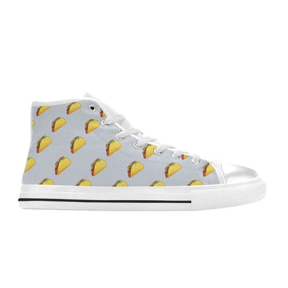 Taco Print Design LKS304 High Top Women's White Shoes