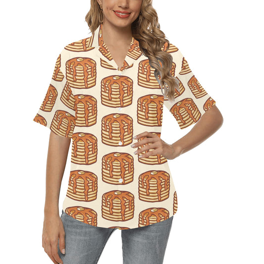 Pancake Pattern Print Design A02 Women's Hawaiian Shirt